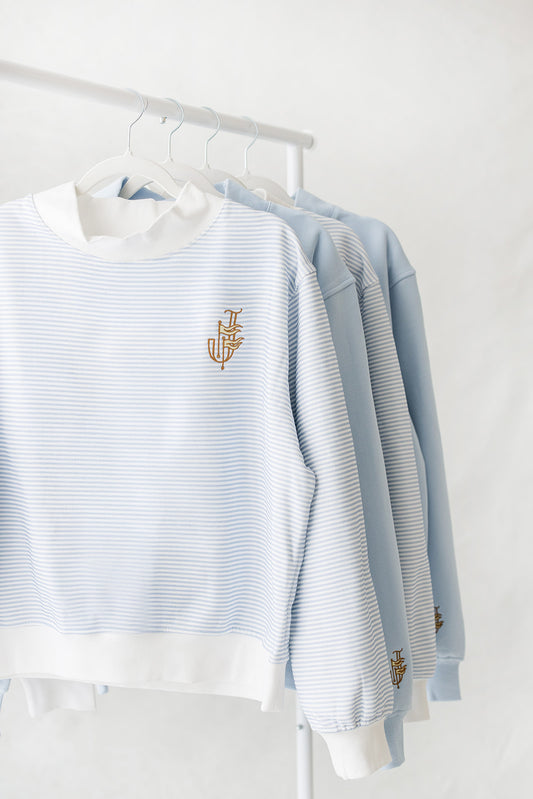 Flag Mockneck in Blue and White Stripes