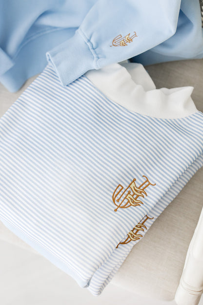 Flag Mockneck in Blue and White Stripes