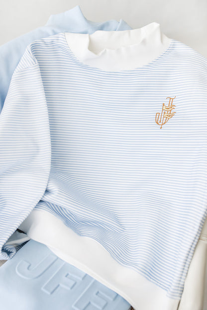 Flag Mockneck in Blue and White Stripes