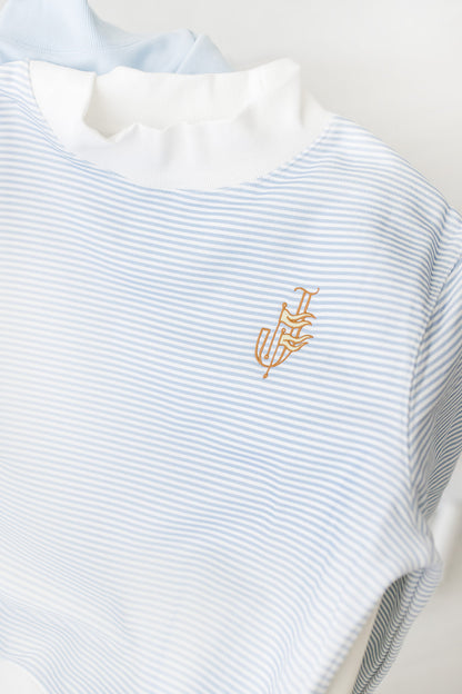 Flag Mockneck in Blue and White Stripes