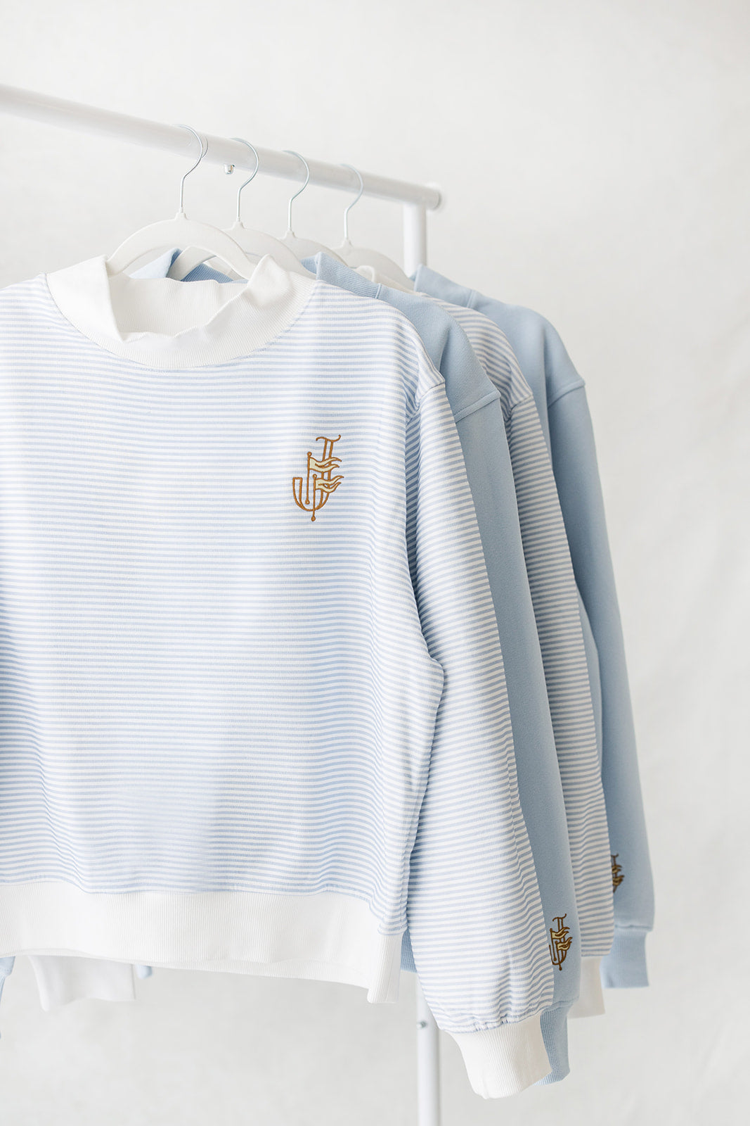 Flag Mockneck in Blue and White Stripes