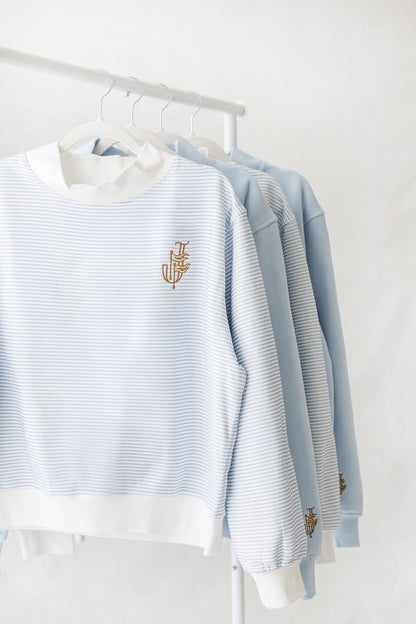 Flag Mockneck in Blue and White Stripes