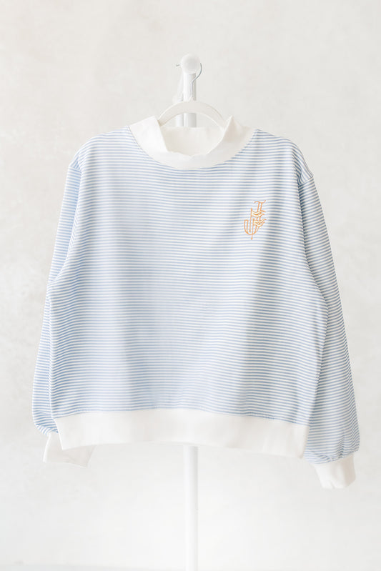 Flag Mockneck in Blue and White Stripes